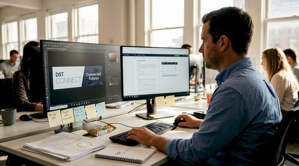 Marketing manager editing digital display banner