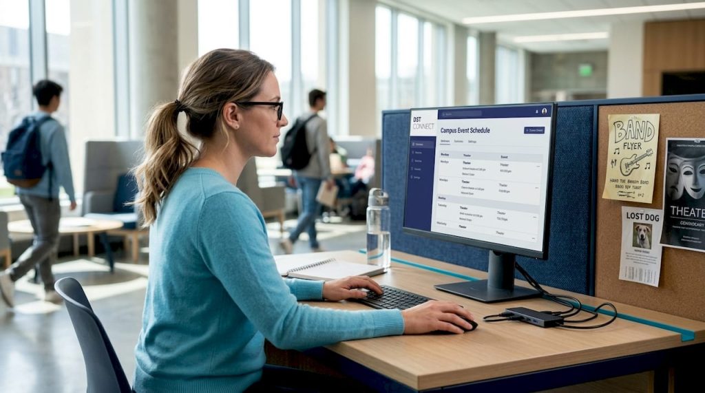 University IT coordinator updating campus display